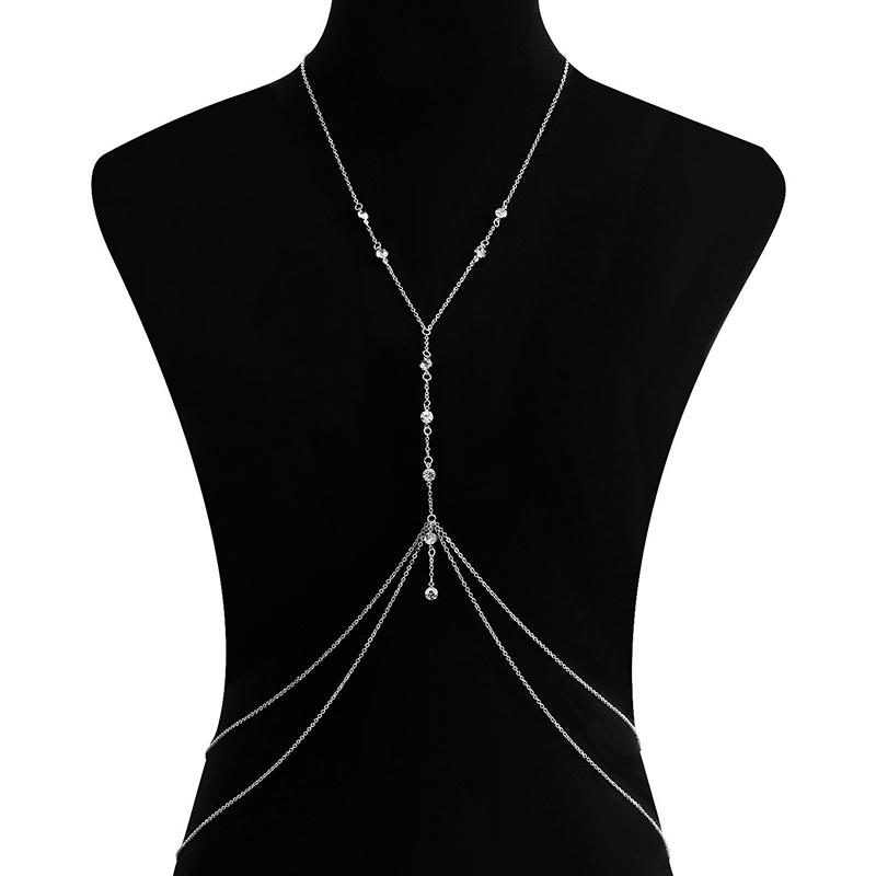 Cross Chest Breast Belly Body Chain Necklace For Women Girls Bra Wedding Sexy Ball Body Jewelry Prom Party Deco Accessories