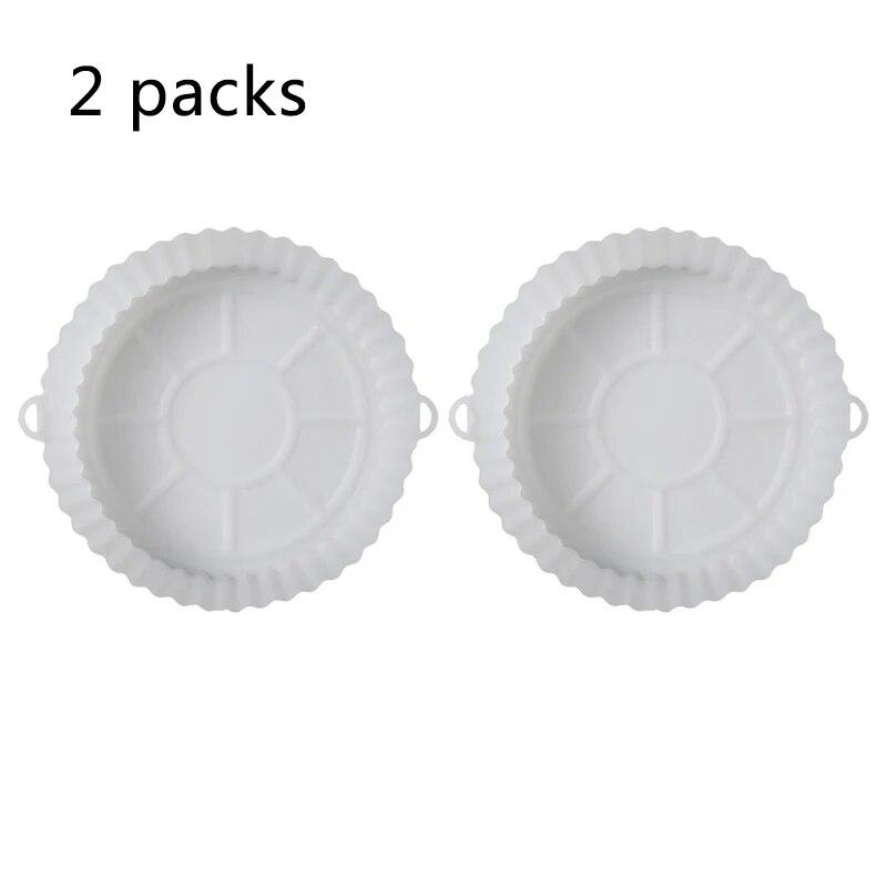 2 PCs Reusable Air Fryer Silicone Tray For Easy Cleaning Suitable For Round Pizza Grill Pan Mats Air Fryer Baking Accessories