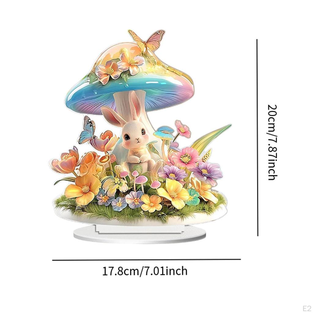 2D Bunny Ornament Acrylic Rabbit Design for Festive Tabletop Display