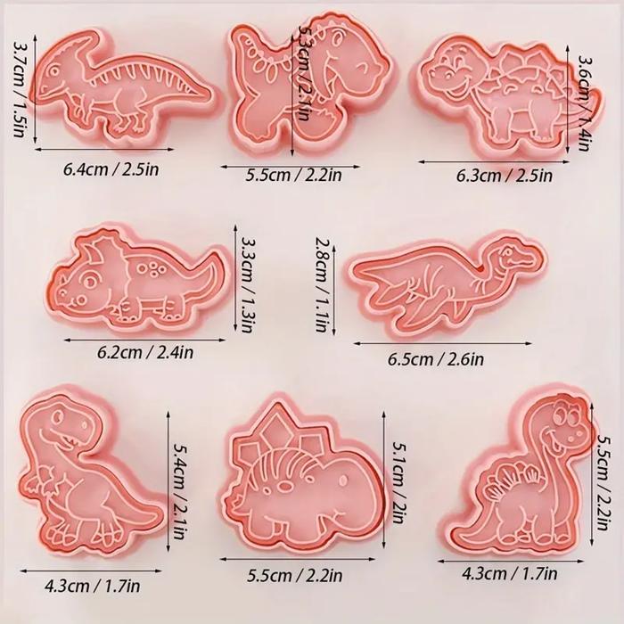 Dinosaurs Dinosaur Cookie Cutters with Stamp 8 Pcs