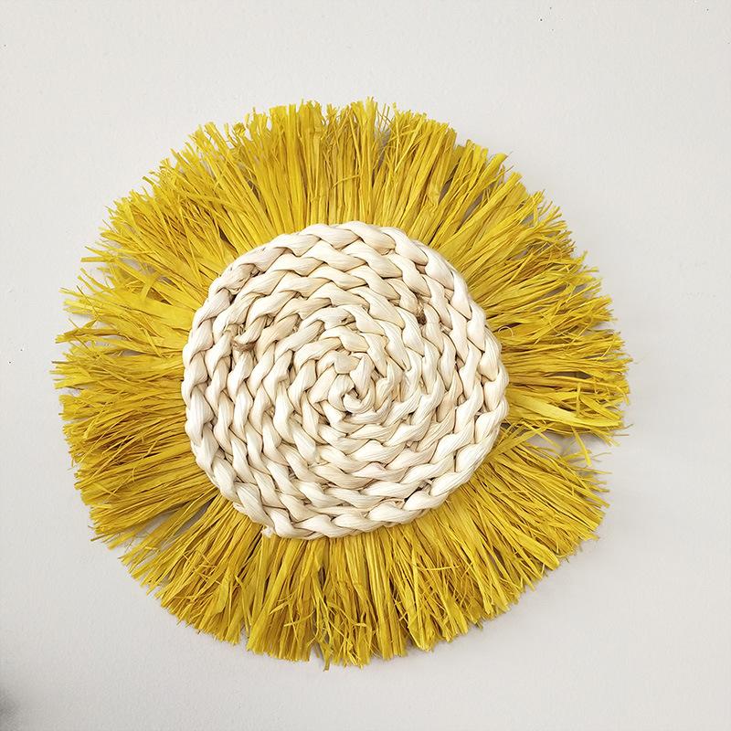 Ручная настенная декорация в стиле бохо, марокканский стиль, плетеное ротанговое подвесное искусство для гостиной, спальни, домашний декор из плетеной натуральной травы