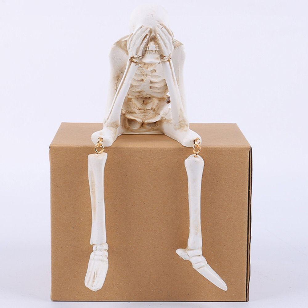 Resin Hanging Leg Skeleton Don't Look Don't Listen Don't Say Bone Model Halloween