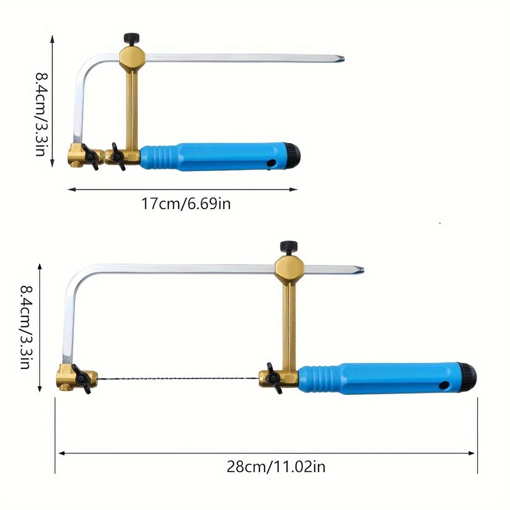 Coping Saw Heavy Duty Metal Hand Saw Fast Cutting Non-slip Hacksaw with 16 Replacement Steel Saw Blade Woodworking Tool Kit for Wood Metal Cutting