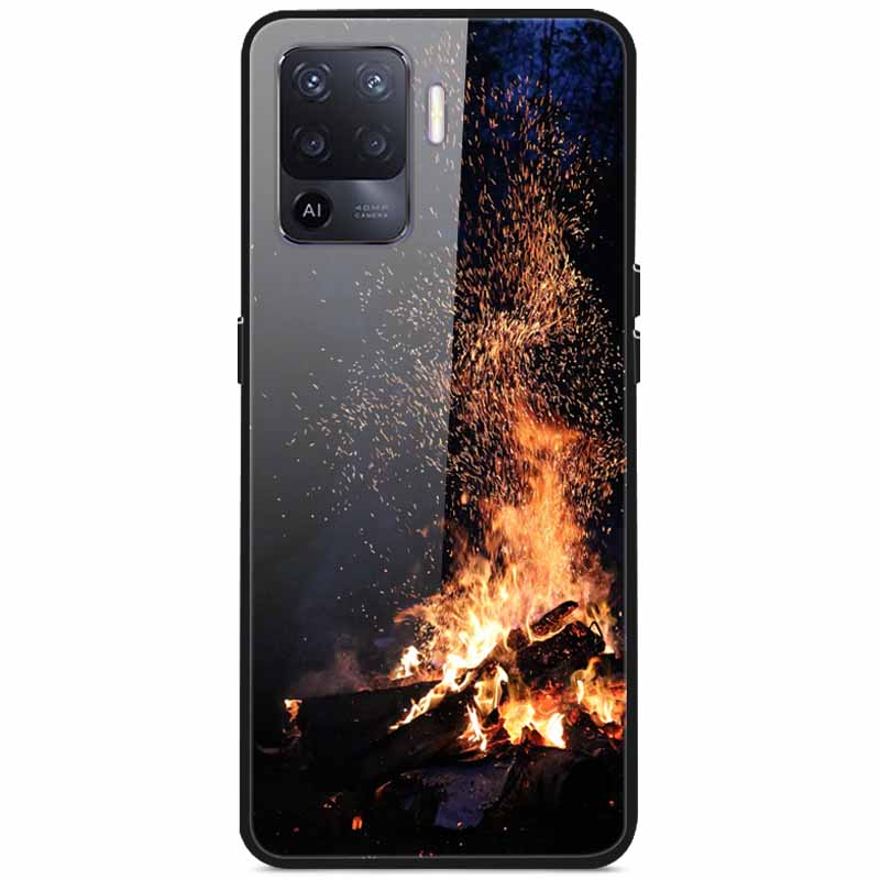 Закаленное Стекло Чехол для Oppo Reno5 Lite Жесткая Задняя Крышка для Oppo Reno 5 Lite Роскошный Расписной Reno5Lite Funda 6.43'' Ударопрочный