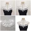 Victorian Ruffled Collar Sheer Renaissance Girls Blouse Collar Lapel Shawl Decorative Lapel for Lady Medieval Cosplay