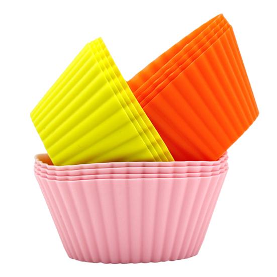 12Pcs No Odor Eco-friendly Muffin Cup Mold Silicone Greaseproof Muffin Cake Mold Kitchen Tool