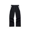 Casual Simple Striped Straight Leg Knitted Sports Pants Women Bottoms Basic-Black 162528311-2