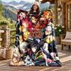Akaza Demon Slayer Custom Name Flannel Blanket Personalized Soft Warm Plush Throw Blanket Customized Gift for Family Friends