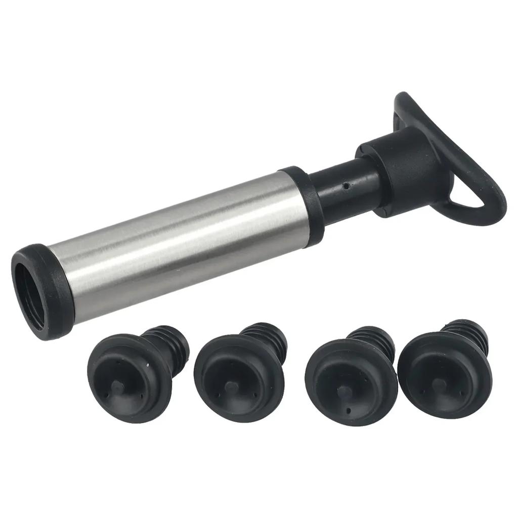 Bottle Stoppers Vacuum Pump Accessories Black-silver Saver Pump Stainless Steel Wine Sets Easy To Use High Quality