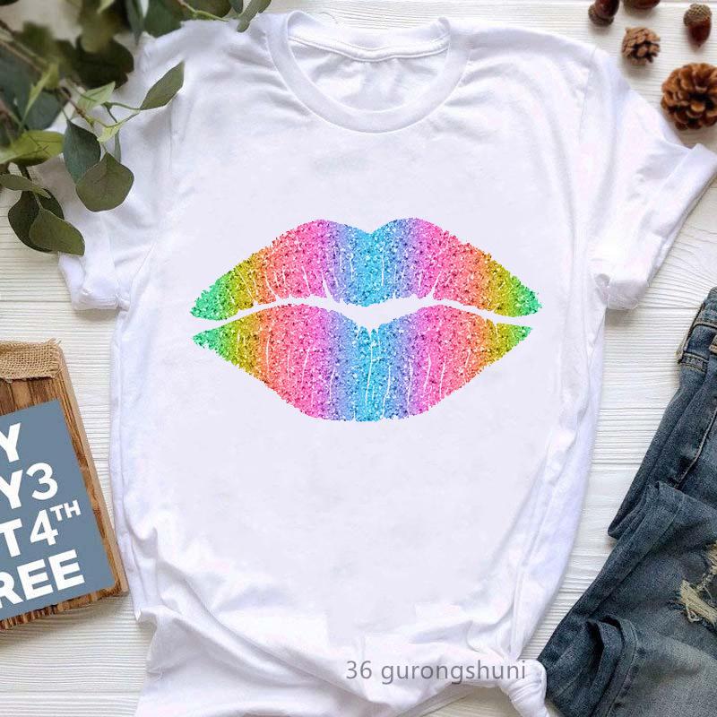 Diva Lips High Shoe Lipstick Print Tshirt Unisex Clothes 2024 Fashion Makeup T Shirt Female Summer Tops Tee Shirt Femme Wholesale