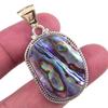 Natural Abalone Shell Gemstone 925 Solid Sterling Silver Gift Pendant 1.75" U9Q32