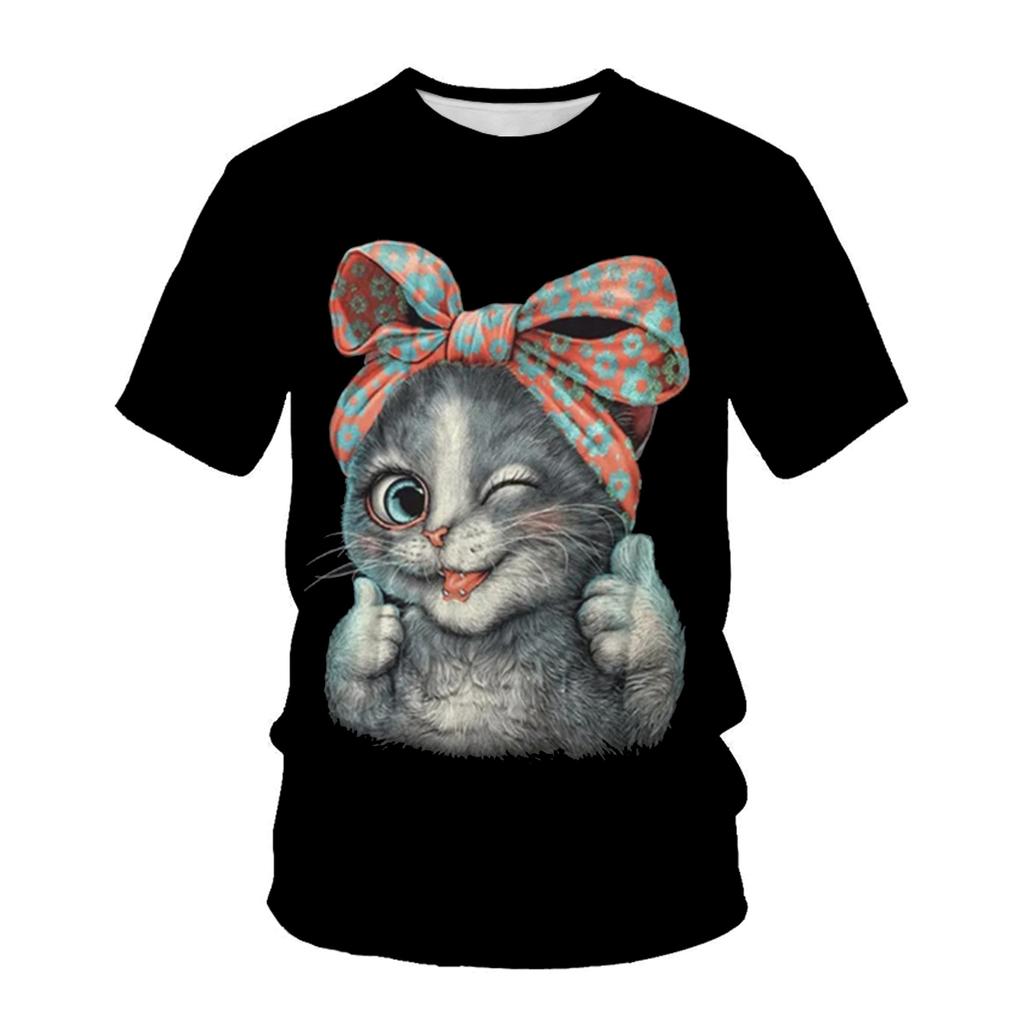 Летняя мужская футболка с 3D животным принтом, футболки с узором «ленивый кот», свободные топы с круглым вырезом и короткими рукавами для мужчин