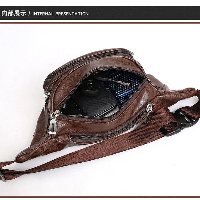 Большая вместительная кожаная сумка мужская поясная сумка сумка через плечо PU водонепроницаемая нагрудная сумка для сбора денег на открытом воздухе спорт