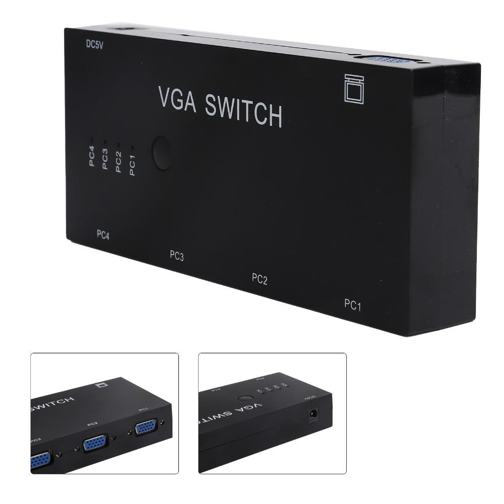 1920@1080P VGA Switcher 4 in 1 Out HD Video Sharer VGA Switch Box for VGA/XVGA/SVGA/UXGA TV Monitor