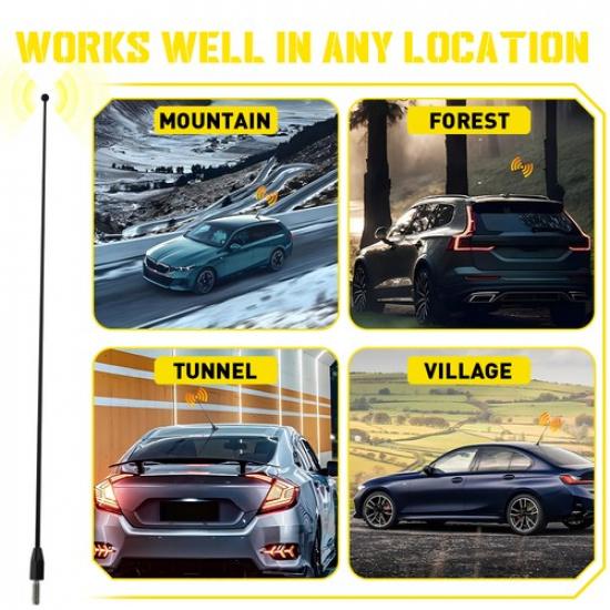 12" Antenna Stainless Power Mast Radio AM/FM Suitable For Car With 0.5Cm Screw S