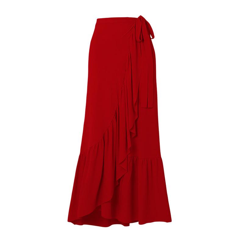 1011 European and American new red V-neck flower removable one-piece swimsuit women's skirt swimsuit