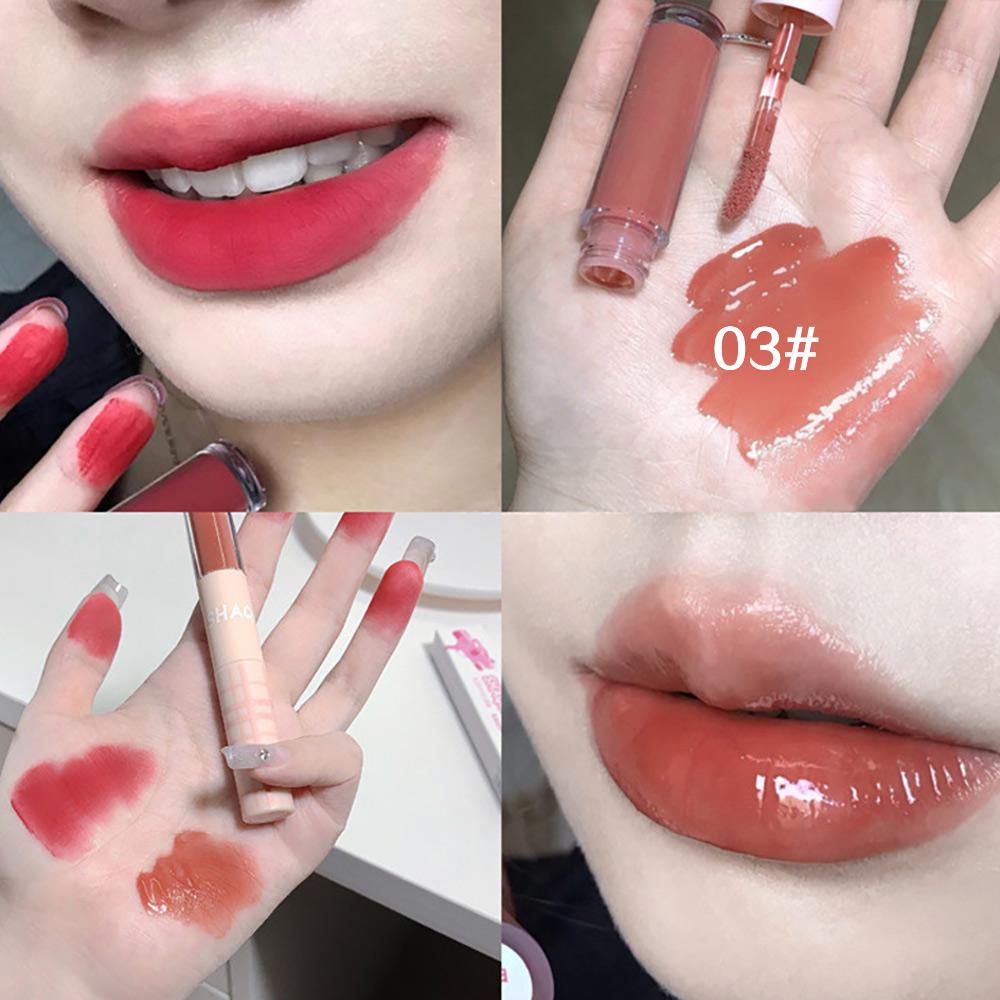 SHAQINUO Двусторонняя губная помада, матовая помада с зеркальным блеском для губ, стойкая цветная водостойкая помада 2 цветов