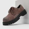 Fashion Retro-Style Suede Men Thick-Soled Lace-Up Casual Shoe Comfortable And Durable Dress Shoe Fashionable British-Style Business Shoe