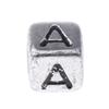 100x Assorted Metallic Acrylic Alphabets Letter Cube Beads Pony Beads Silver