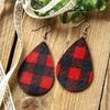 Plaid Christmas Leather Earrings - Double-Sided PU Design.