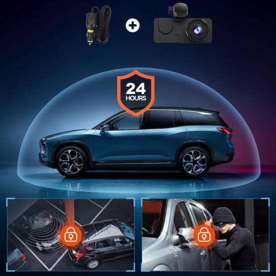 Автомобильная камера с G-сенсором, циклическая запись, защита на весь день, простая установка, передняя и задняя части