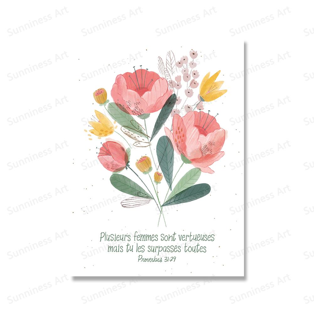 Bible Verse Wall Art Canvas Painting Christian Nursery Animal House Sun Flowers Quotes Print Nordic Poster for Living Room Decor