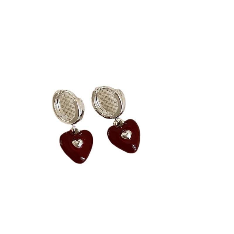 Ретро-серьги высокого класса Sense Red Oil Drop Love Ear Buckle для женщин, нишевая индивидуальность, изысканная мода, универсальные серьги для поездок на работу