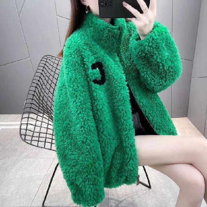 Cardigan Sweater Outdoor Sports Double-sided Velvet Stand-up Collar Jacket Trendy Brand Fleece Clothes Women's Autumn and Winter Windproof Warm Fleece