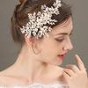 Ручная работа Серебряный Цвет Стразы Жемчуг Заколка Гребень Повязка На Голову Женщин Свадебные Украшения Для Волос Аксессуары Свадебная Тиара Повязка На Голову Зажим
