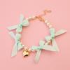 Dog Faux Pearl Necklace with Bow Adjustable Pet Wedding Collar with Heart Pendant for Small Medium Girls Dogs Cats Accessories