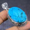 Tibetan Turquoise Gemstone 925 Steling Silver Jewelry Pendant 2.13" J9B52