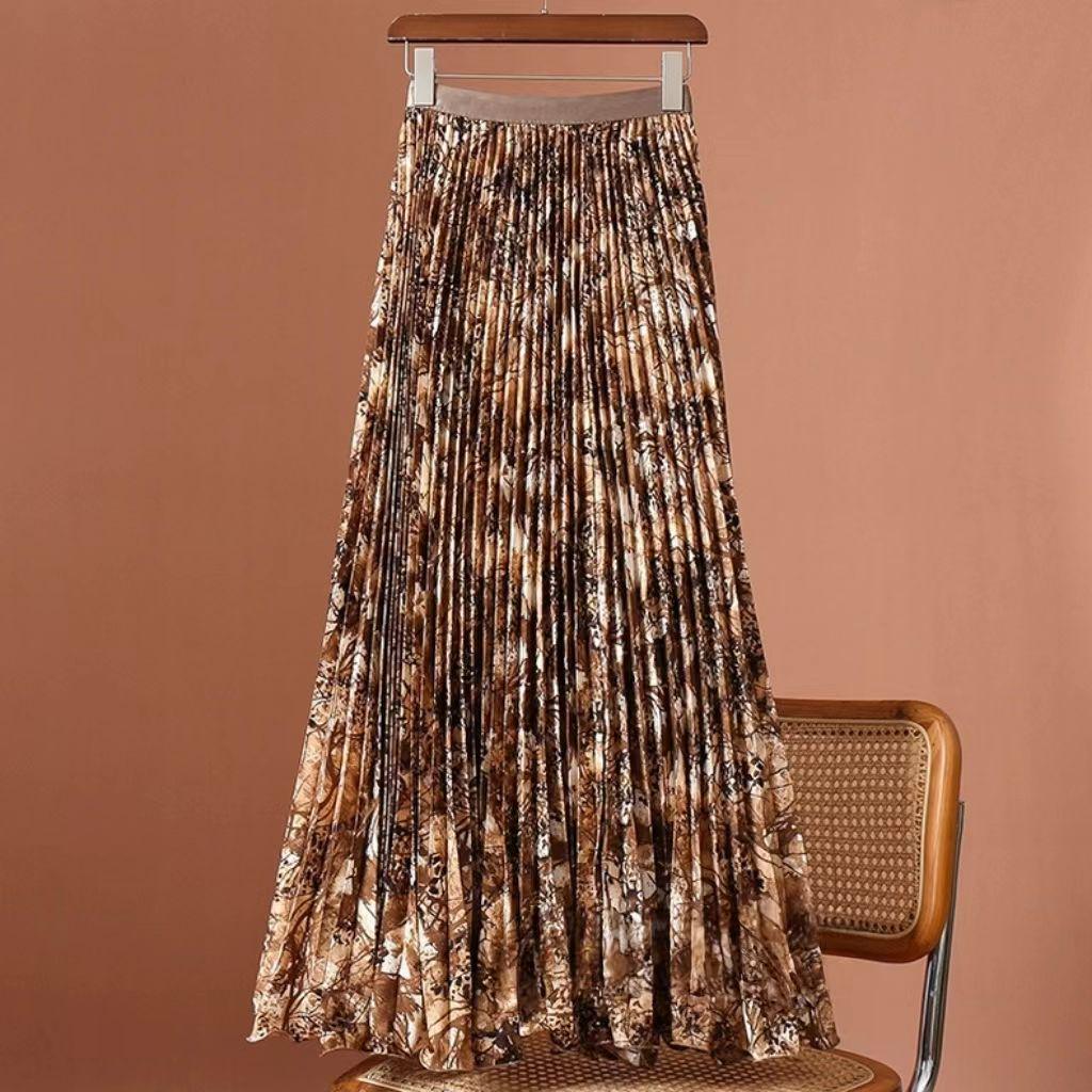 Текстурированная плиссированная юбка миди в корейском стиле - Высокая талия, А-силуэт, Универсальная для работы