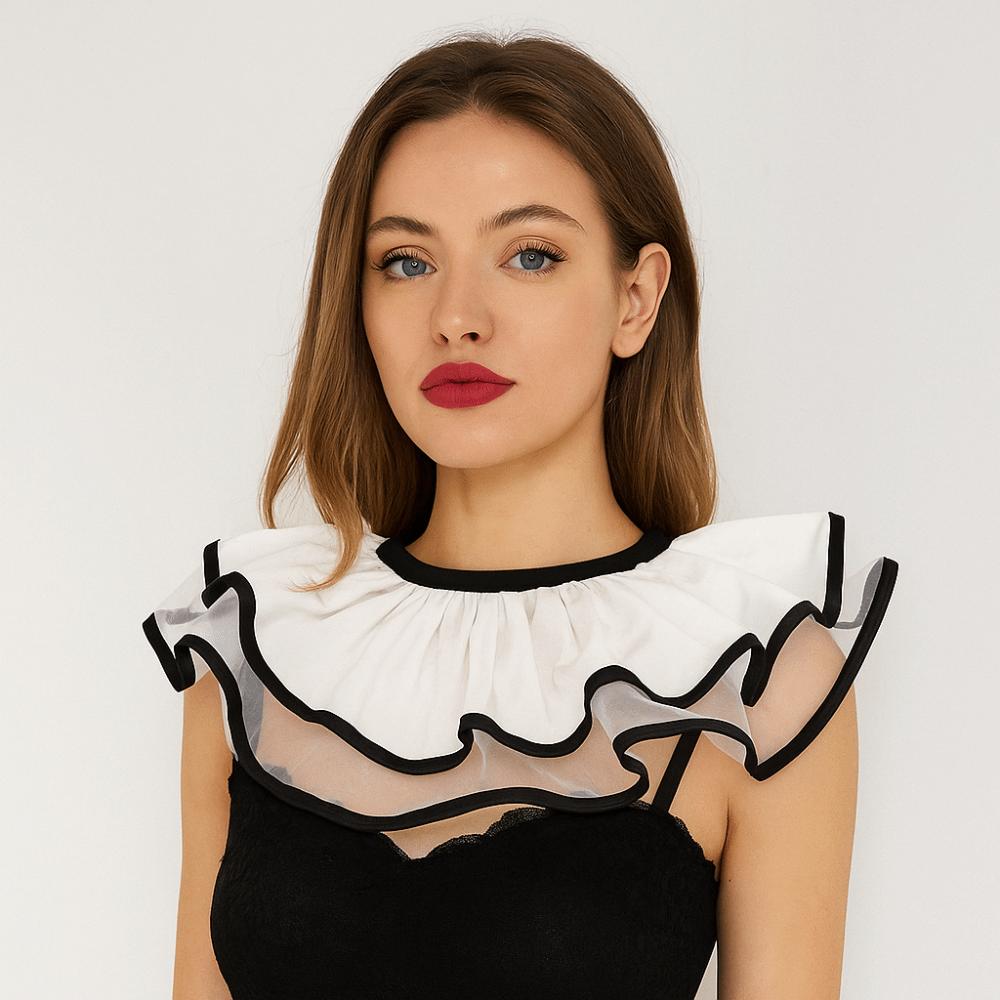 Pleated Design Lolita Fake Collar Retro Style Clown Costume Shawl Lolita Lapel Cape Costume Party