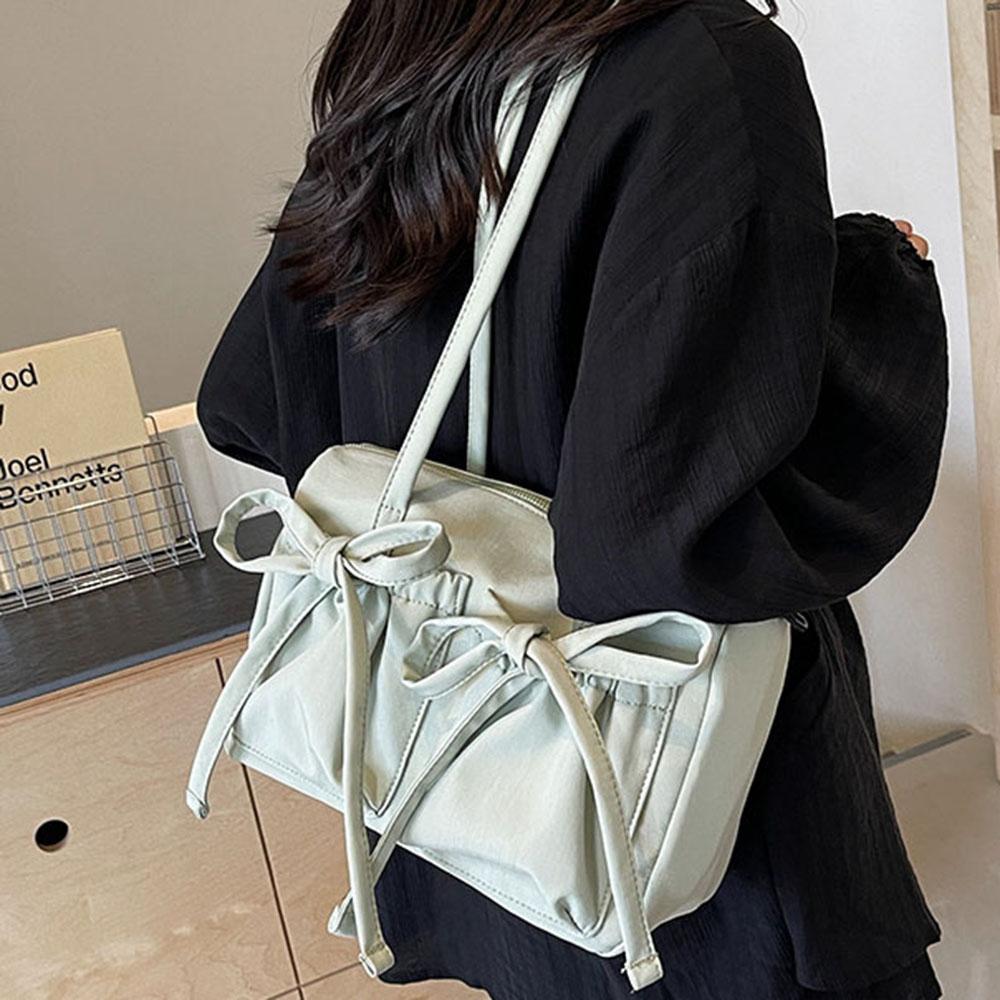 Сумки через плечо из нейлоновой ткани для женщин с бантом, множеством карманов, большой вместимостью, сумка-подушка