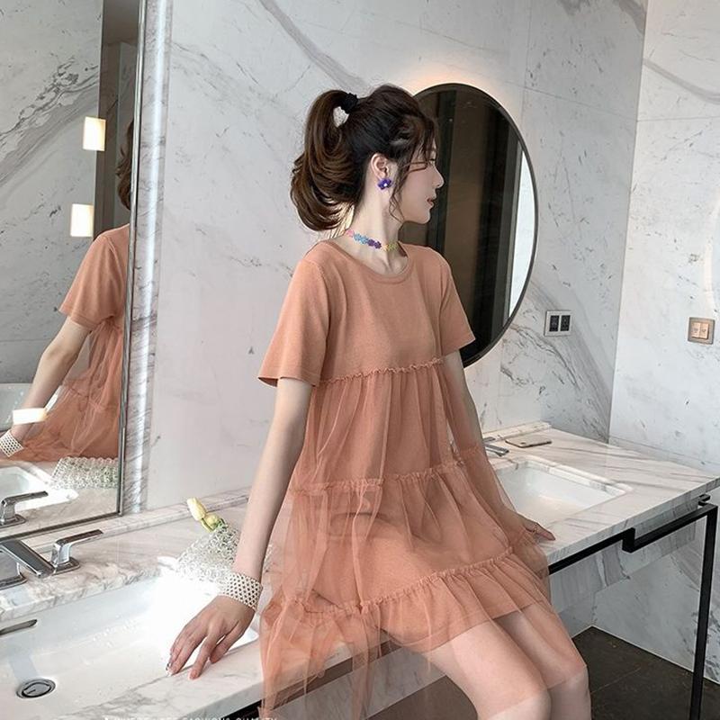 Summer Dress Loose Thin Short-sleeved Top Mid-length Summer Dress