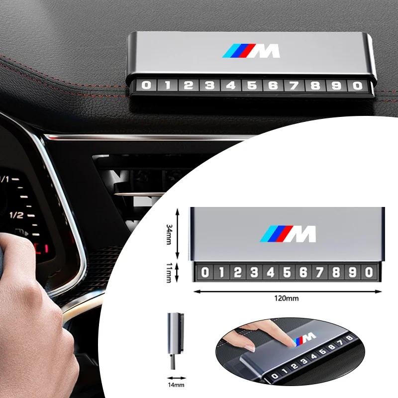 BAGG9 Car Sticker Aluminium Alloy Car Temporary Parking Card Phone Number Plate For BMW M Emblem M3 M5 X1 E46 E36 E34 F10 E90 F30 E60