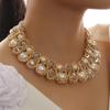 Имитация жемчуга двухслойное колье-чокер женские бусы кристалл воротник свадебные украшения ожерелья