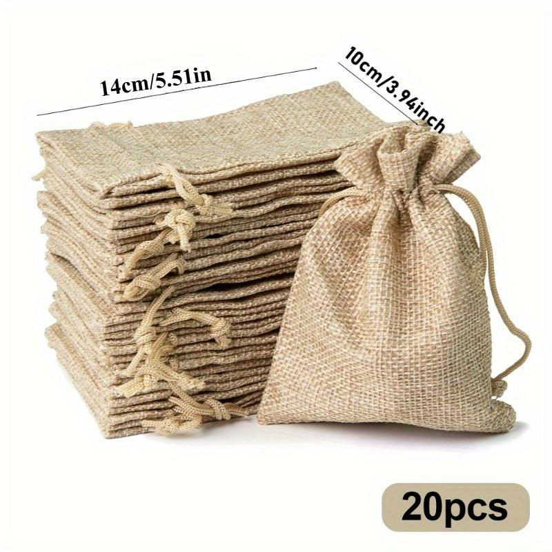 20pcs Premium Jute Burlap Drawstring Bags - Multipurpose Fabric Jewelry Pouches for Party, Wedding Favors, Birthday, Art & DIY Crafts