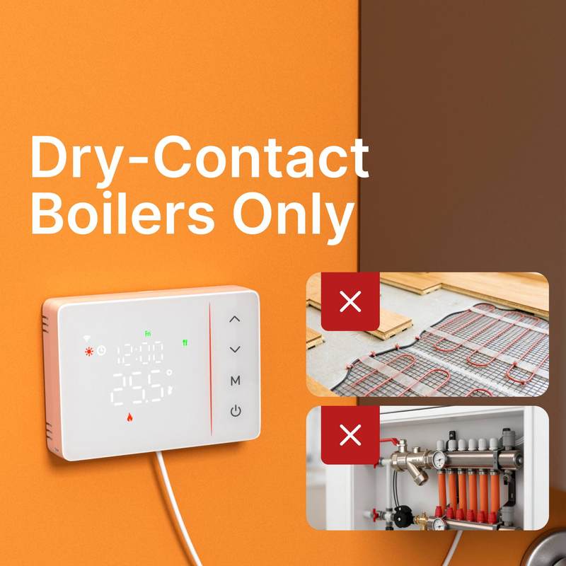 Tuya smart battery powered wifi thermostat gas boiler switch heating/cooling programmable remote control support alexa google