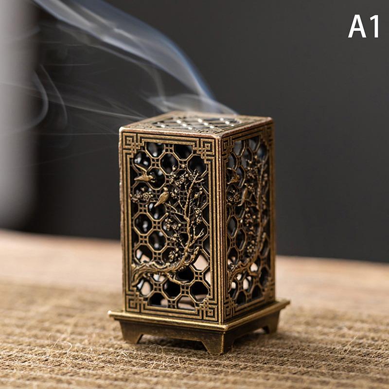 Alloy Censer Incense Holder Square Vertical Incense Burner Indoor Aromatherapy Home Ornament Chinese Incense Burners