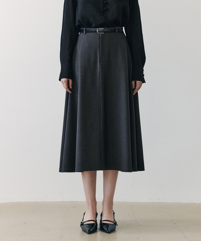 Zero Street Island Herringbone Belt Skirt / Gray