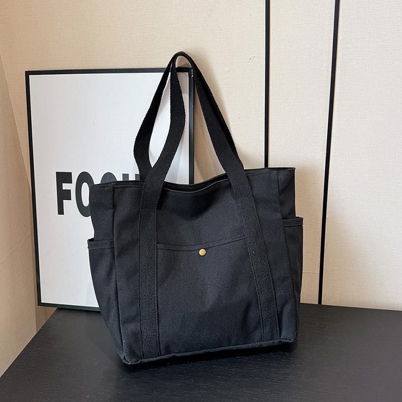 Холщовая сумка, женская сумка, сумка через плечо, универсальная сумка-тоут, большая вместимость для поездок на работу, сумка для репетиторства, несколько карманов