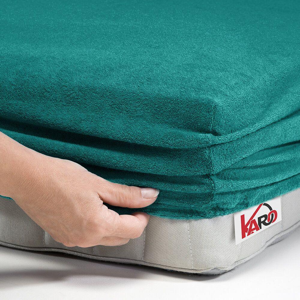 Prześcieradło Frotte Z Gumką 90X200 Turkusowe Ciemne 016 Karo