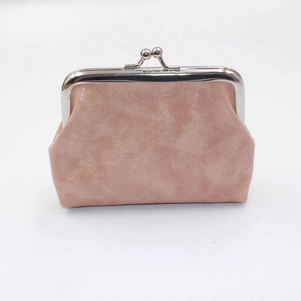 Women's Coin Purse Oil Wax Leather Wallet 4 Inch Buckle Mini Wallet Coin Bag Lipstick Storage Bag Ladies ClutchBag