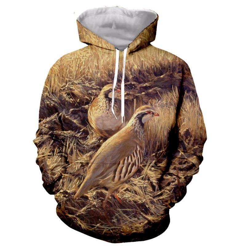 Spring and Autumn 3D Printing Men's Women's Hoodie Hunting Suit Partridge Long Sleeve Fashion XL Pullover Camouflage