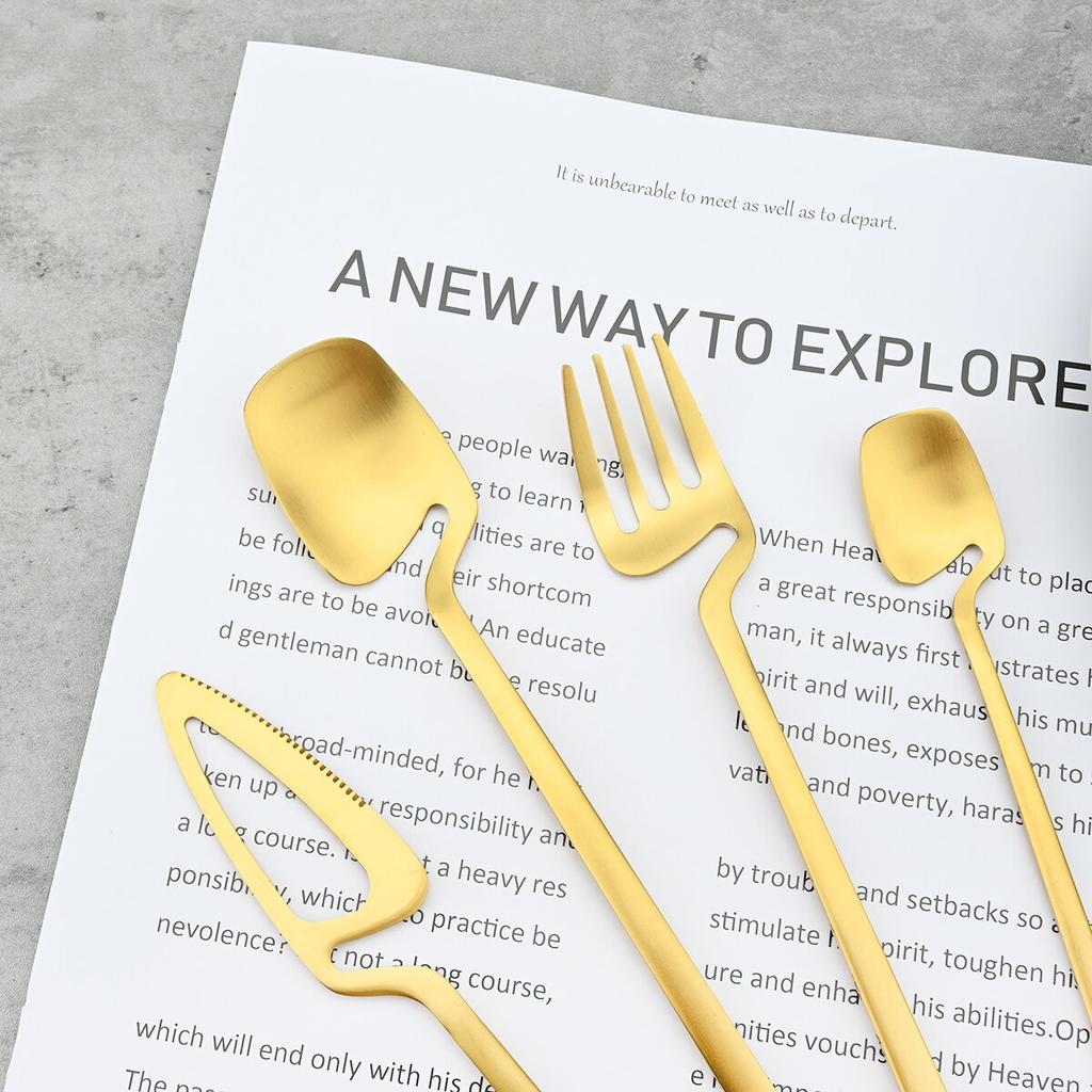 Матовый черный набор столовых приборов, нож, фруктовая вилка, кофейная чайная ложка, столовая посуда, набор столовых приборов из нержавеющей стали 18/10, кухонная посуда