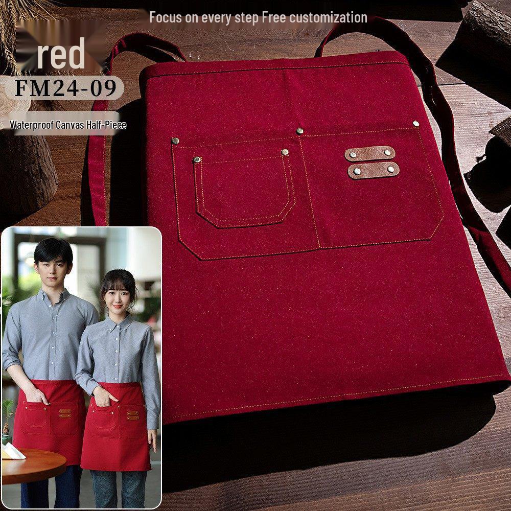Fashionable Waterproof Canvas Half Apron - Breathable & Wear-Resistant for Work & Catering