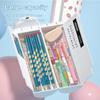 NBX Pencil Cases Fingerprint Password Lock Pencil Case Organizer Double Layer Cylindrical Cute Pen