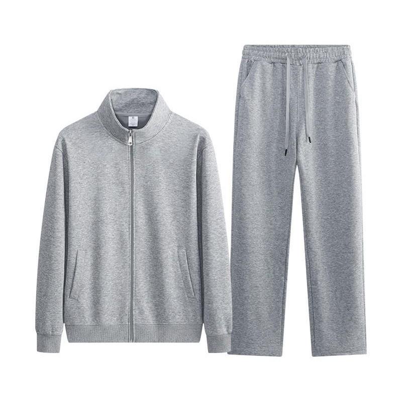 Unisex Solid Color Cotton Cardigan Hoodie & Sweatpants Set - Autumn/Winter Trend