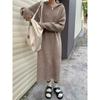 Autumn and Winter Women's Sweater Dress Knitted Hooded Dress Loose Skinny Inner Knee-length Sweater Dresses